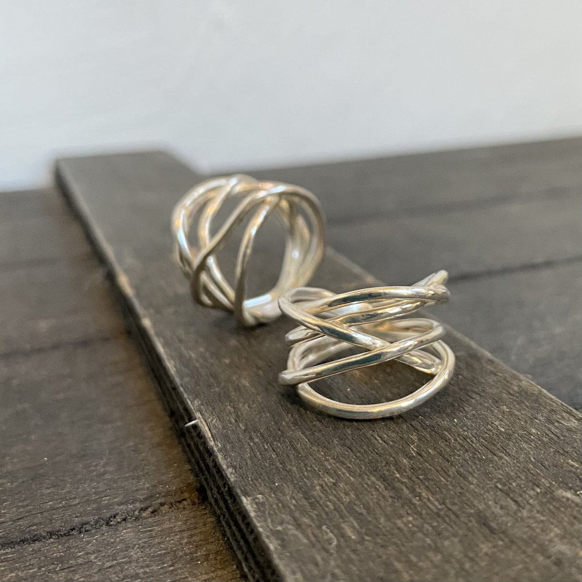 Silver tangle large ring