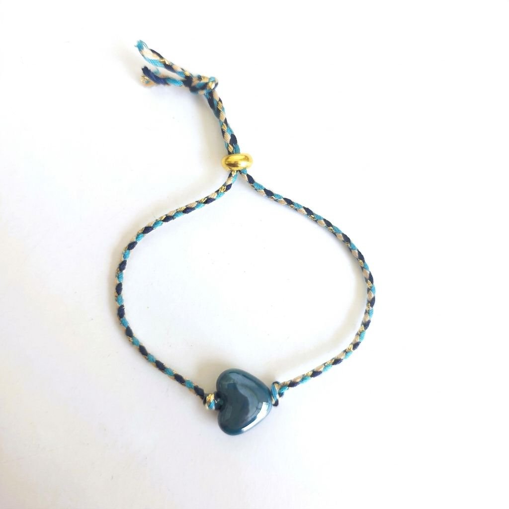 Bracelet Tressé Coeur Vert
