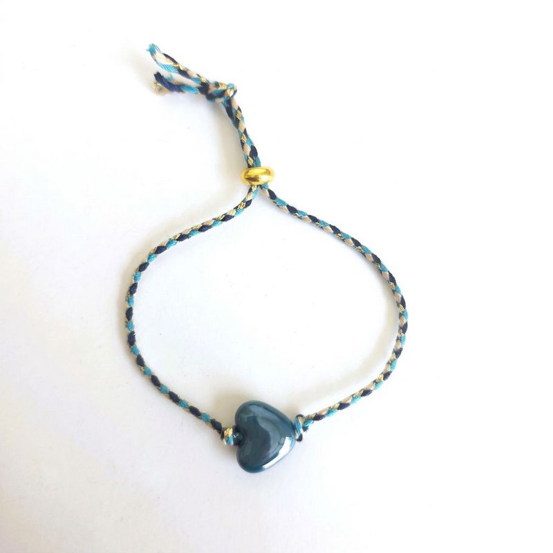Bracelet Tressé Coeur Vert