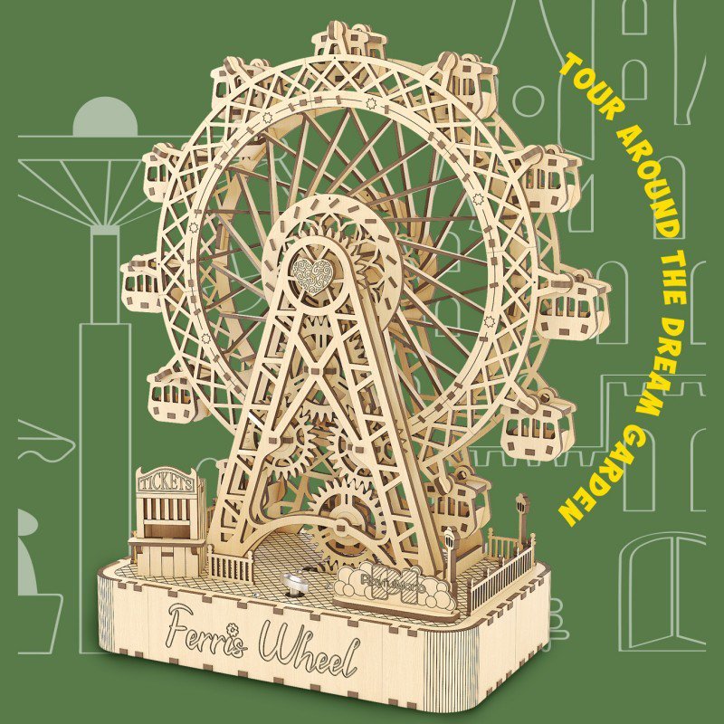 Inspirebox, 3D-Spieluhr, Holzpuzzle Riesenrad, BE011926, 28,8 x 14,5 x 33 cm