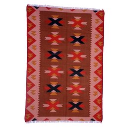 Tapis Kilim Rouge Robin Fait Main Vintage