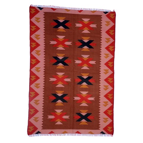 Vintage handgemachter Robin roter Kelim-Teppich