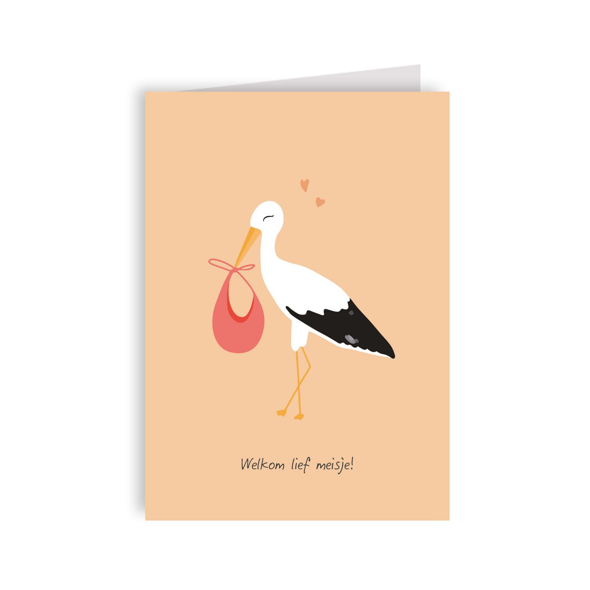 Birth greeting card - Stork girl
