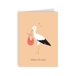 Carte de voeux de naissance - Fille cigogne
