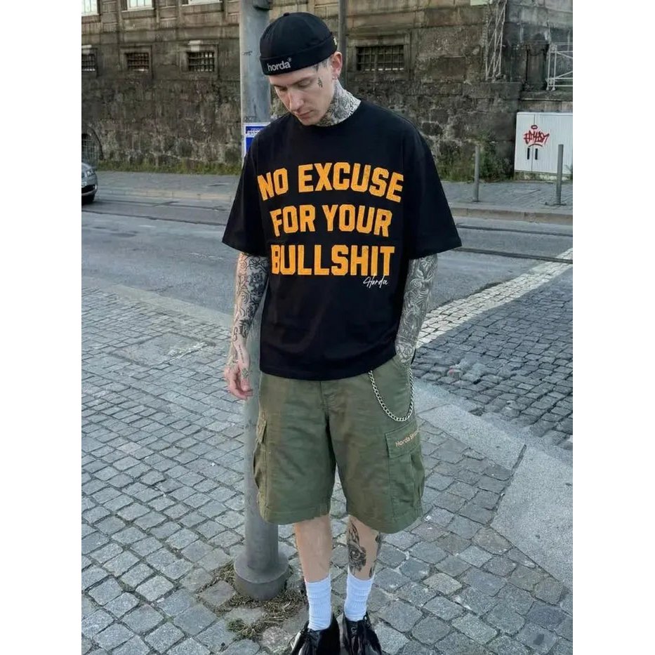 T-Shirt Nera 200gr Oversize Cotone Made in Italy No Excuse