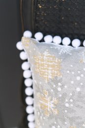 Federa con motivo invernale con stampa di fiocchi di neve, misto cotone-poliestere | TeaLurex Oro