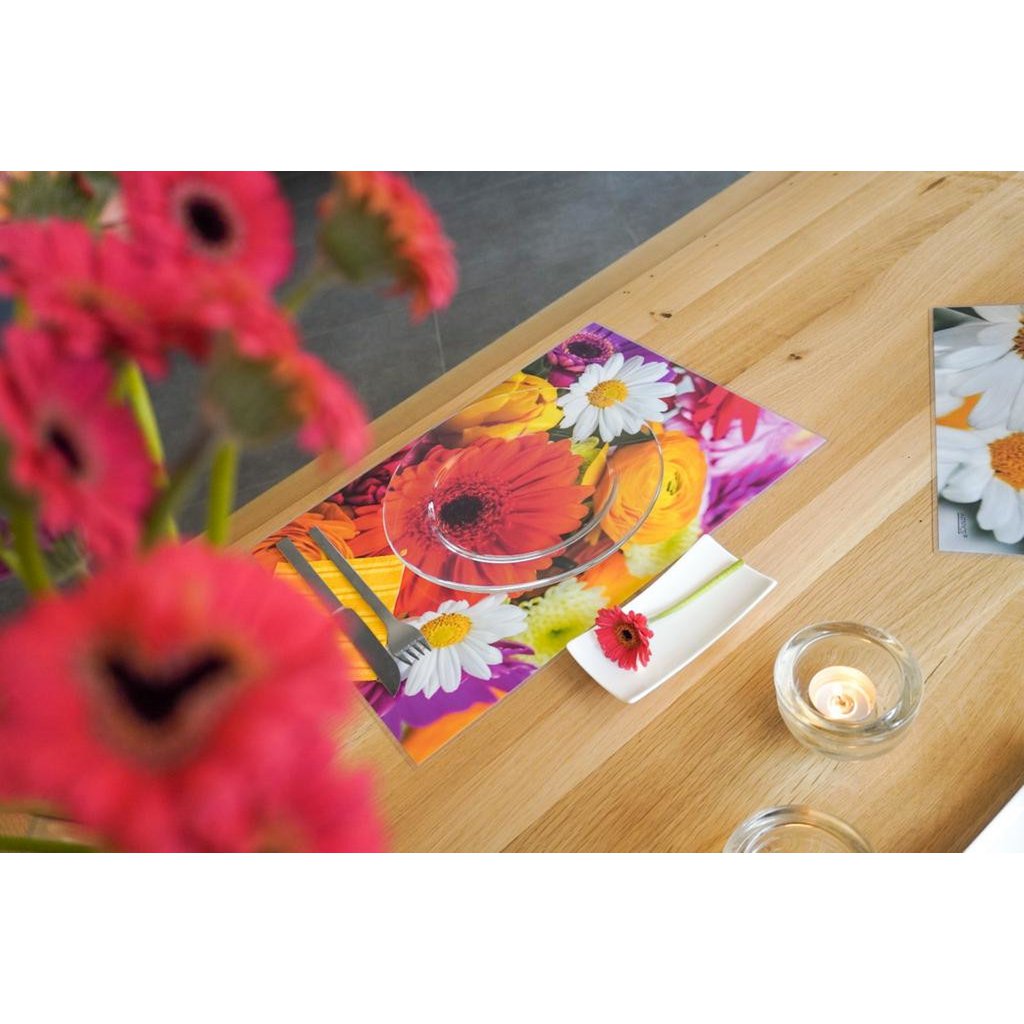 Artipics placemats wasbaar set van 4 Flower Power placemats kunststof 42x30 cm placemats placemats decoratieve tafelmatten keuken, eethoek, gasten, binnen, buiten