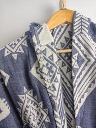 Albornoz con capucha Kilim - Azul Marino