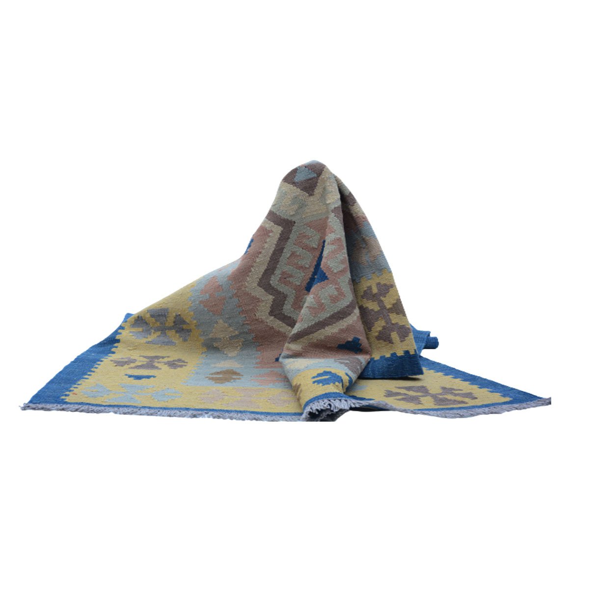 Modern schemerblauw Kelim vloerkleed