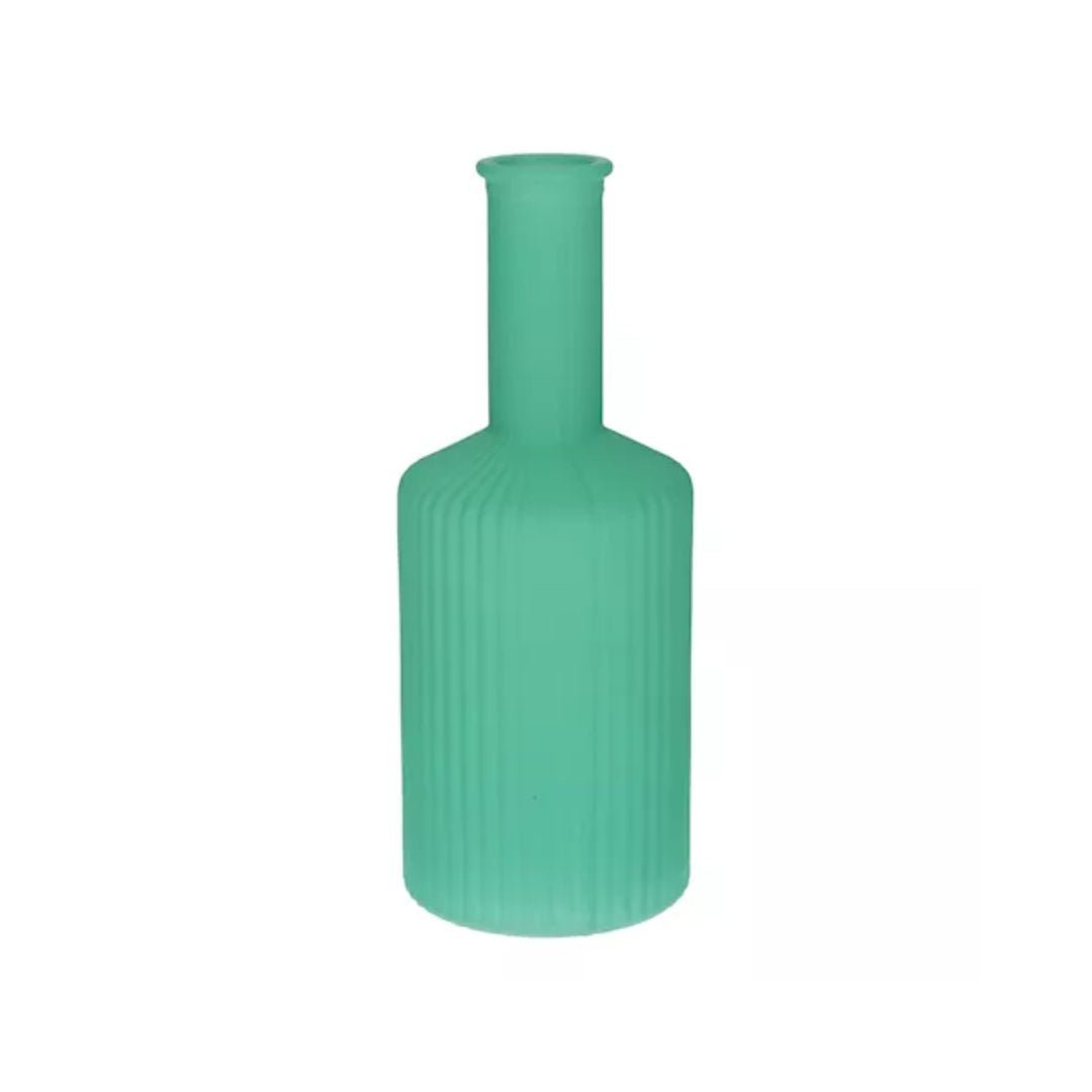 Vase Caro Lines Neck Matte Turquoise 20.5cm