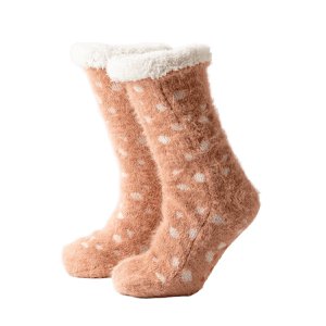 Textino DOT - Home socks - Non-slip - Sherpa lining - Size 36/41 - Muted Clay - Pink