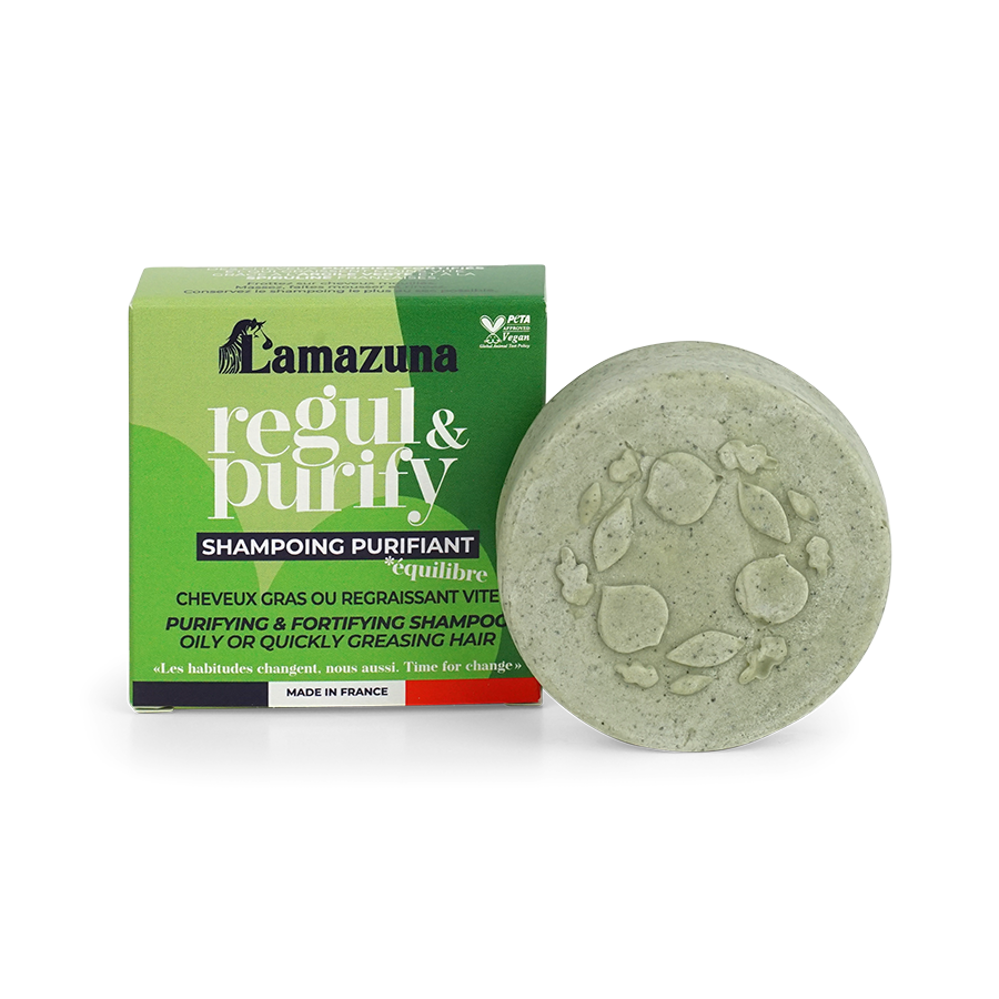 Shampoing solide cheveux gras - Spiruline et argile verte - Regul & Purify