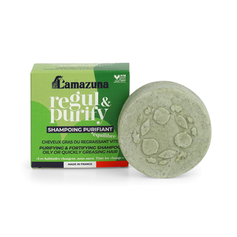 Festes Shampoo für fettiges Haar – Spirulina und grüne Tonerde – Regul & Purify