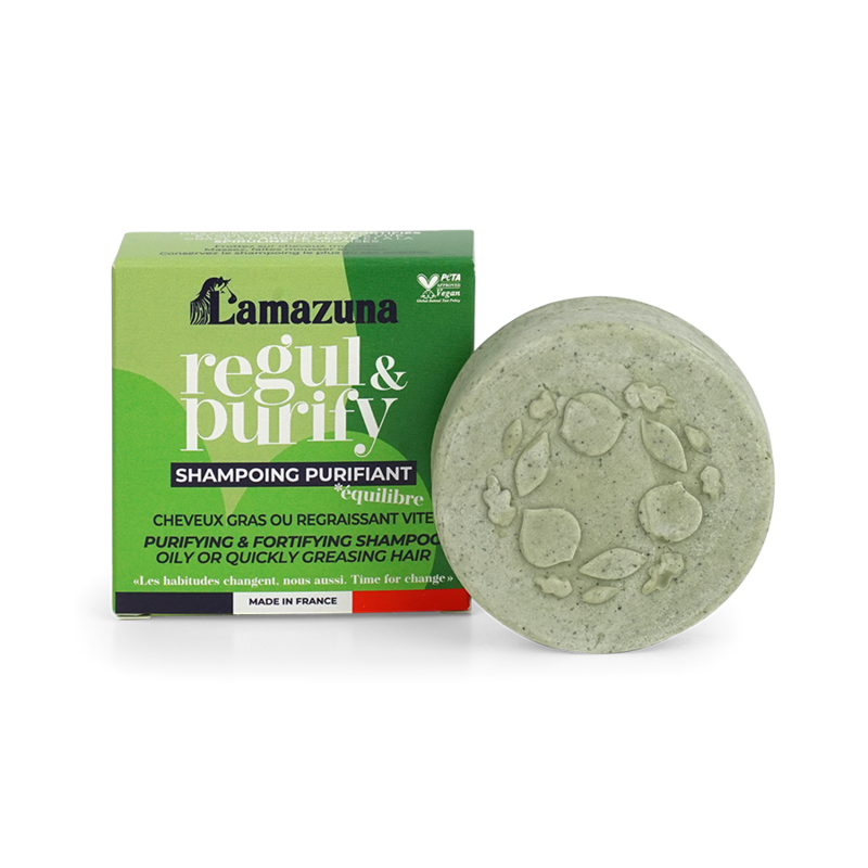 Solid shampoo for oily hair - Spirulina and green clay - Regul & Purify
