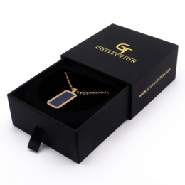 Men's Golden Stainless Steel Necklace with Rectangle Lapis Lazuli Pendant