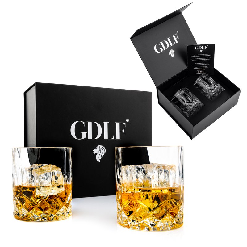 Vintage whiskyglas i gaveæske