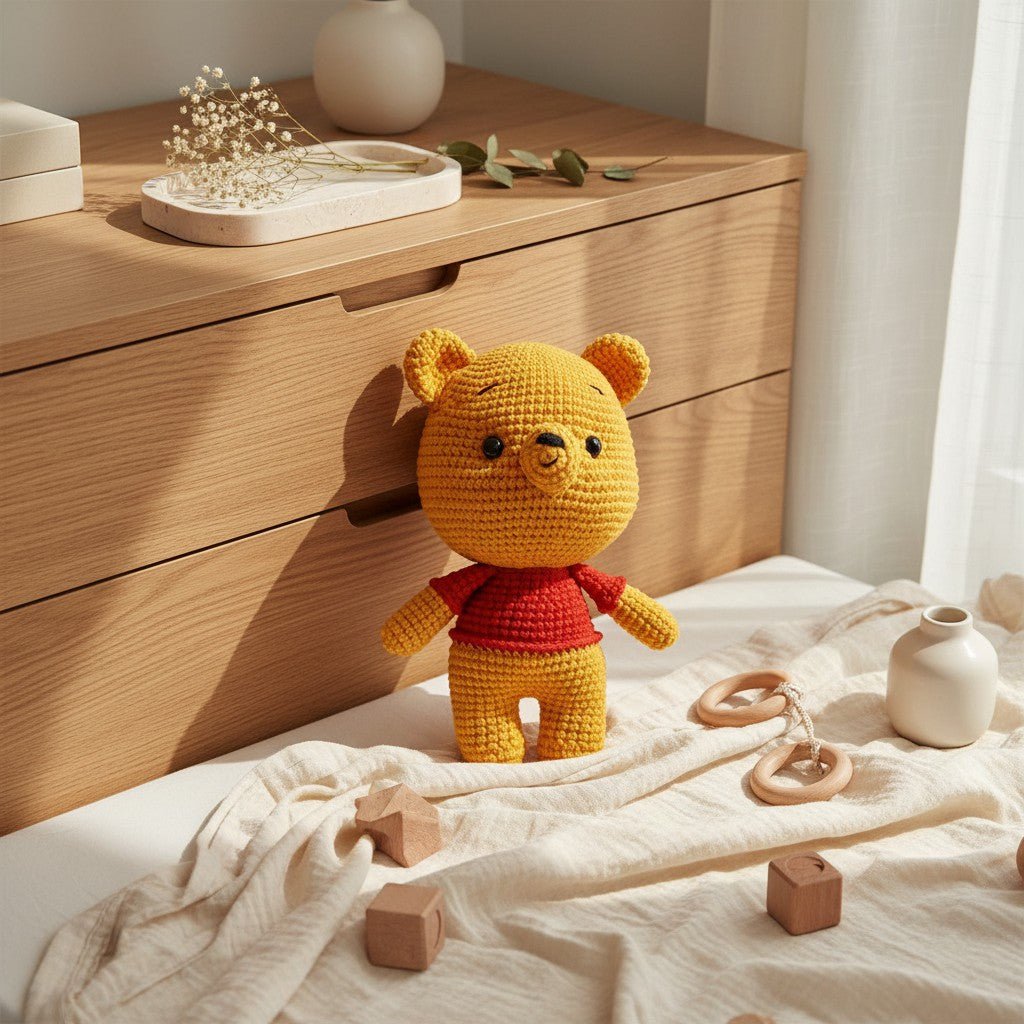 Peluche orsetto Nuvinokids® realizzato a mano all'uncinetto, realizzato al 100% in cotone