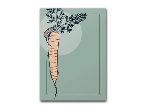 magnetic notepad DIN A7, mouse with carrot