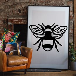 Bee Black And White Illustration Print