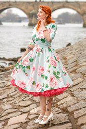 EU BOCK LISETTE BEX BLEU BLEUR TROIS SIRTER SHEEVE ROSE ROSE PRINT BOLERO