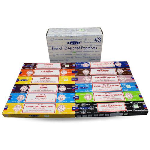 Satya Assorted Pack 3 Røgelse (12 duft) Røgelsespinde