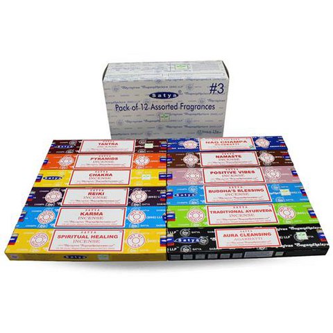 Satya Assorted Pack 3 Incense (12 fragrance) Incense Sticks