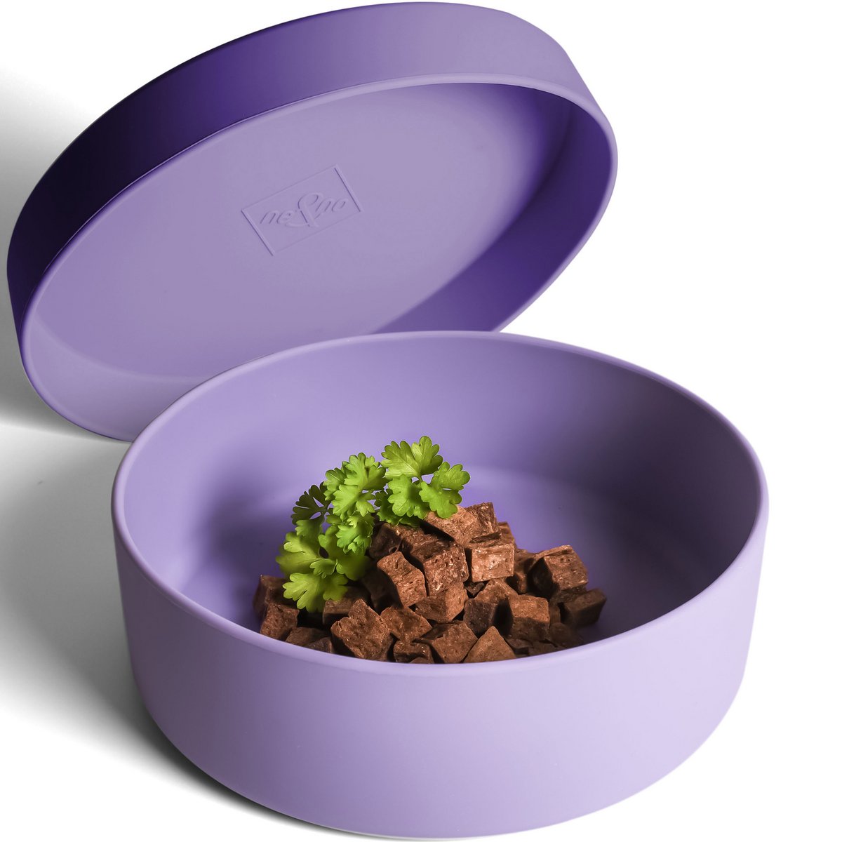 ne&no®  Silkon Futternapf mit Deckel - 3 in 1 für Hunde und Katzen