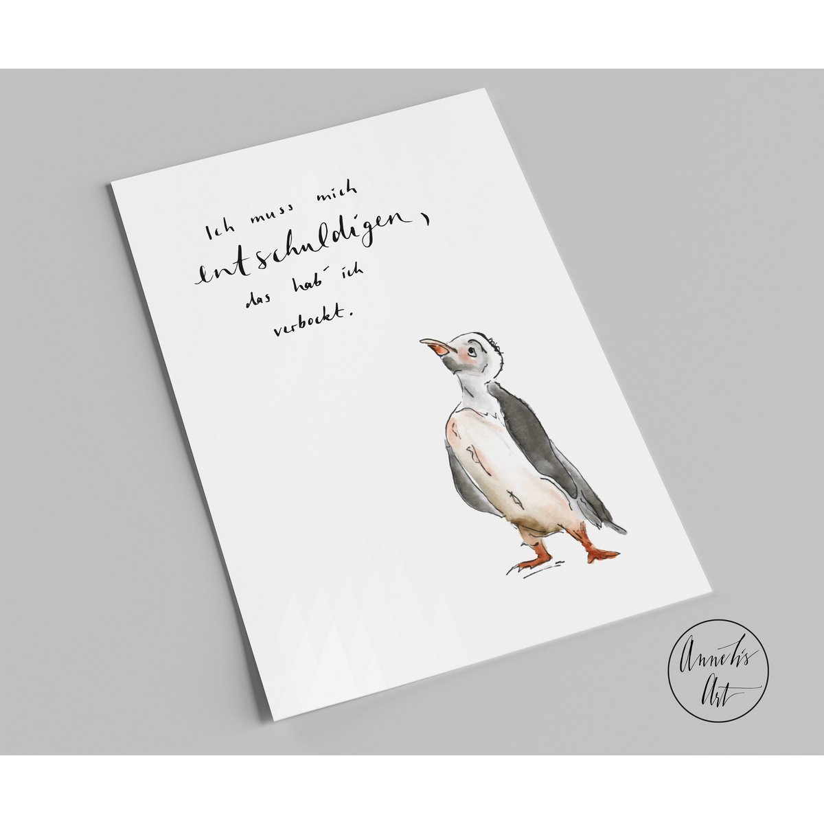 apology card | Postcard | I have to apologize, I messed that up | cute penguin