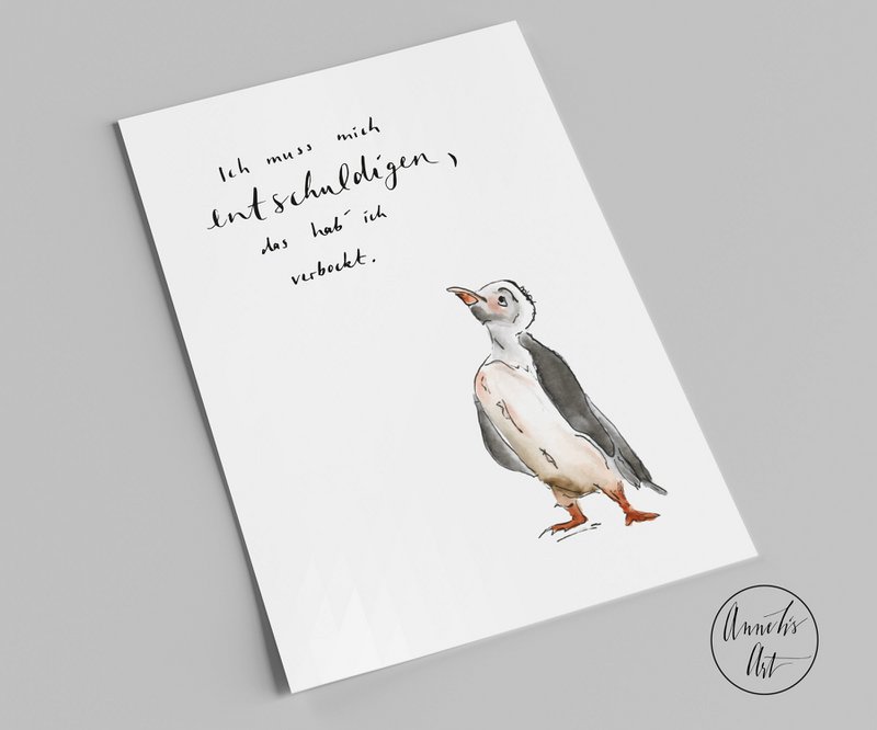 apology card | Postcard | I have to apologize, I messed that up | cute penguin