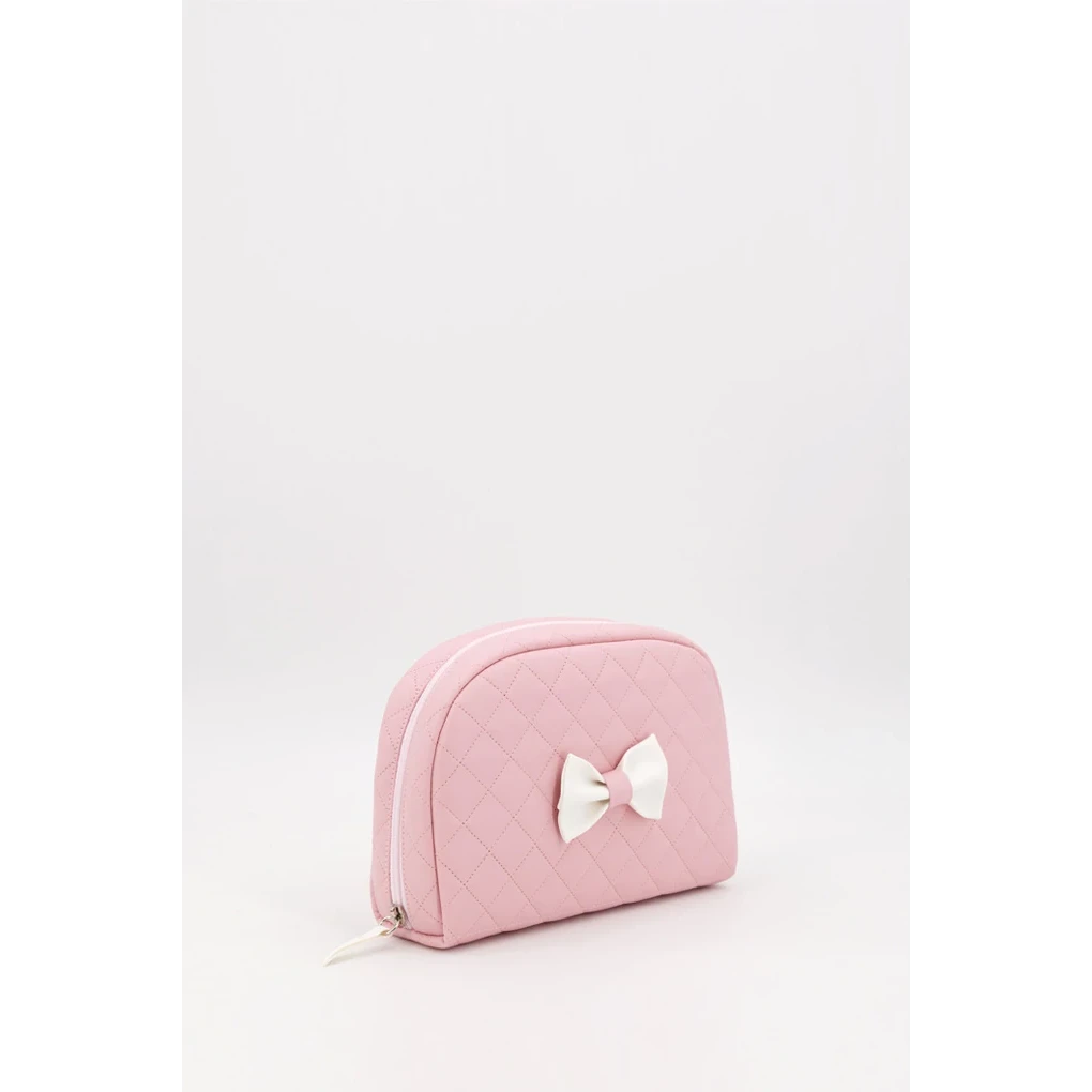 Trousse de toilette matelassée pour bébé avec nœud, rose