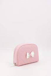 Trousse de toilette matelassée pour bébé avec nœud, rose