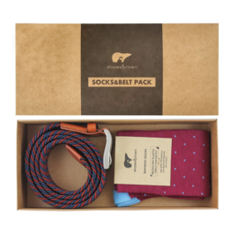 Geschenkbox Gürtel Graeme und Burgund Dots Socken