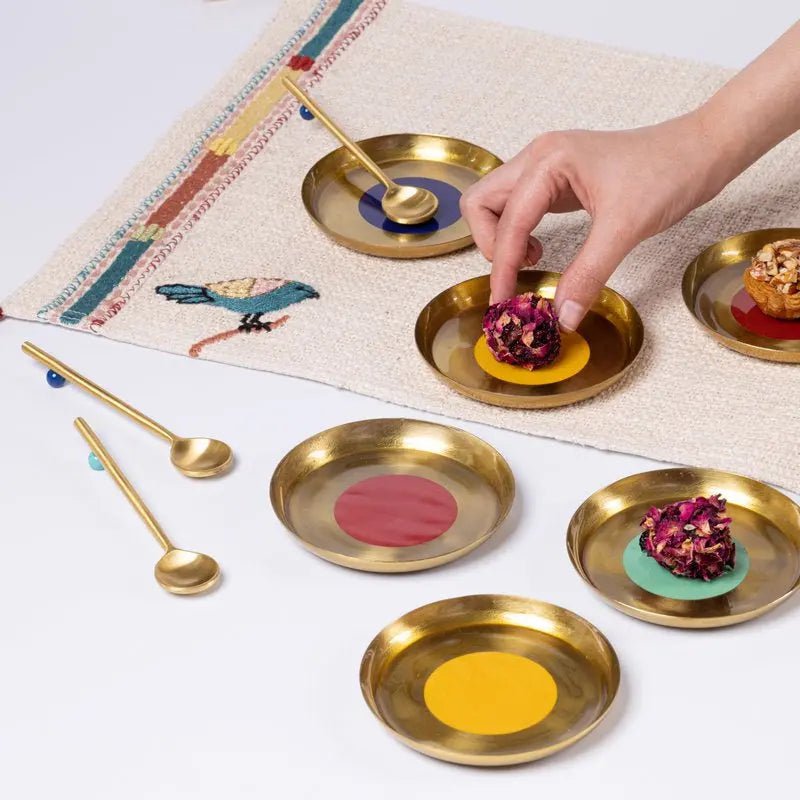 Onderzetters | Cirque handgemaakt emaille goud | Set van 4