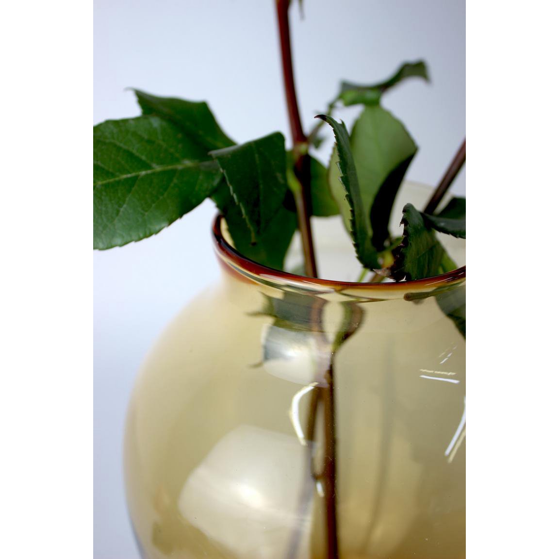 Florero de mesa florero de vidrio bulboso florero de vidrio ámbar hecho a mano