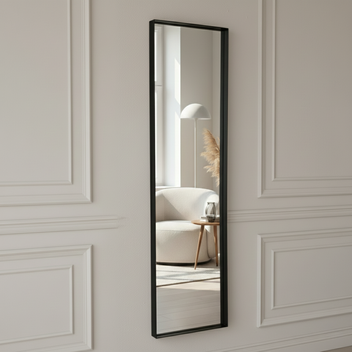 Stalen Passpiegel James Zwart 30x120 cm