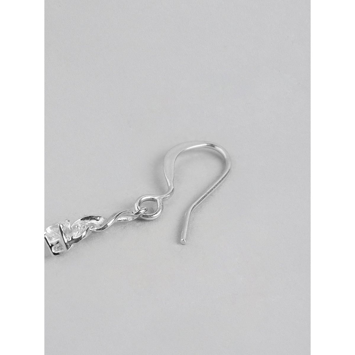 Drop Earrings | Dangling CZ Sterling Silver Plated | Rhodium