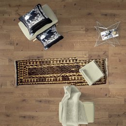 Alfombra Kilim antigua de maíz y cebada
