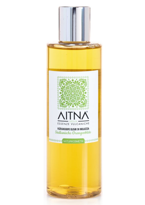 Aitna Natur Bio Flüssigseife Elisir Di Bellezza, Sizilianische Orangeblüte Made in Italy, 200ml