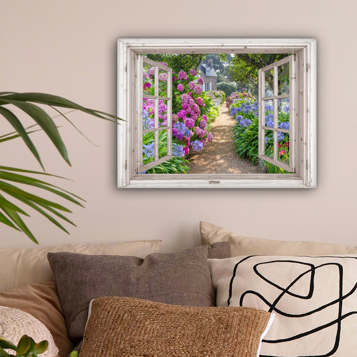 Leinwand Malerei - Wanddekoration - Hortensia - Blick - Blumen - Sommer - Lila - Pad