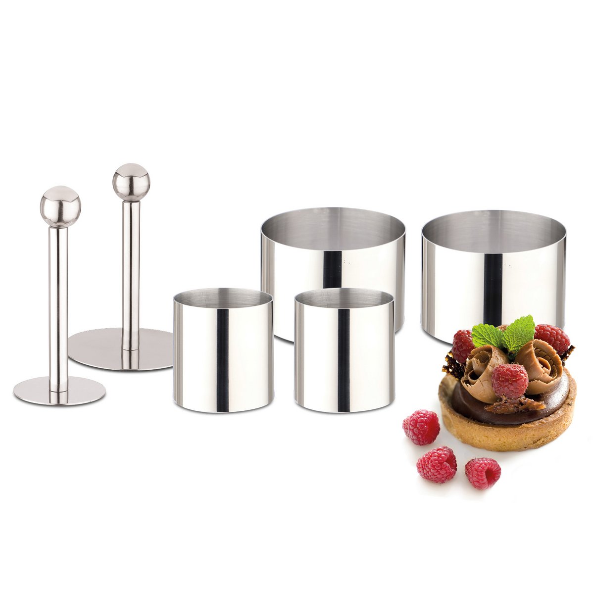Dessert rings set 4 incl. 2 pushers