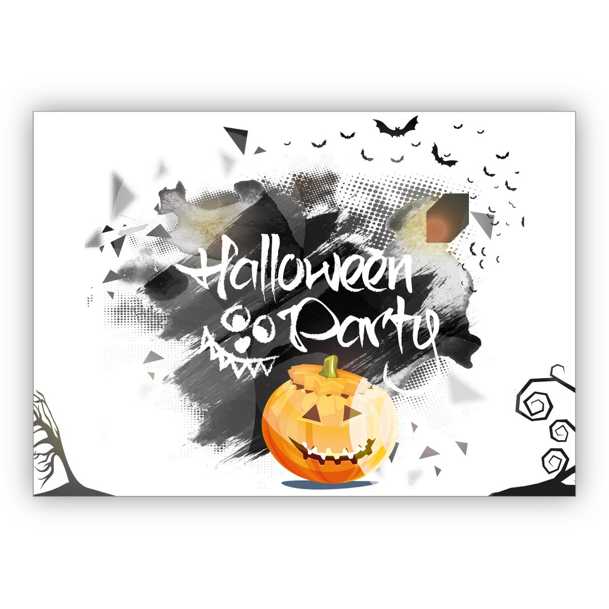 Creepy Beautiful Halloween Invitation Card with Pumpkin: Halloween Party
