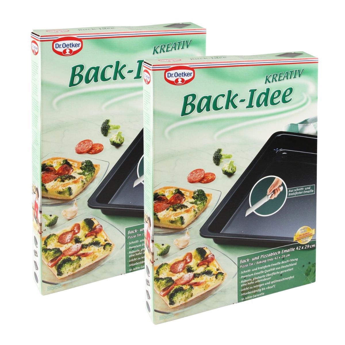 Juego de 2 fuentes para hornear pizza en el horno 42 x 29 cm Dr. Oetker Back-Idee Kreativ