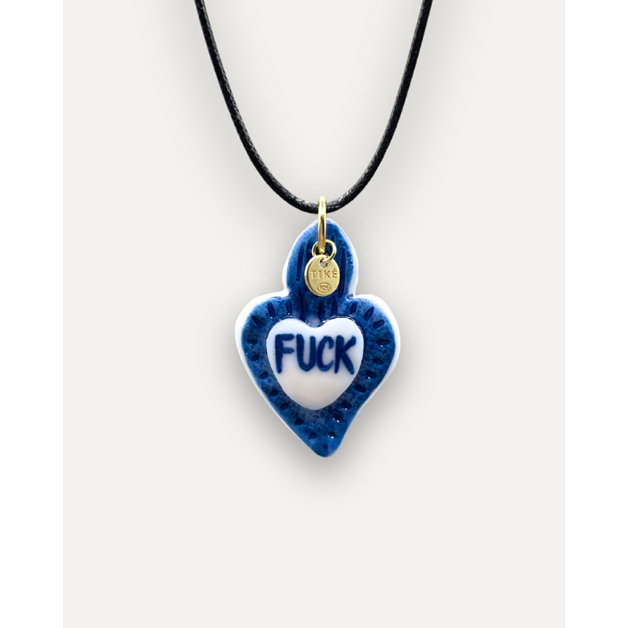 Charms - Rebel Blue Heart Porcelain Pendant