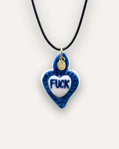 Charms - Rebel Blue Heart Porcelain Pendant