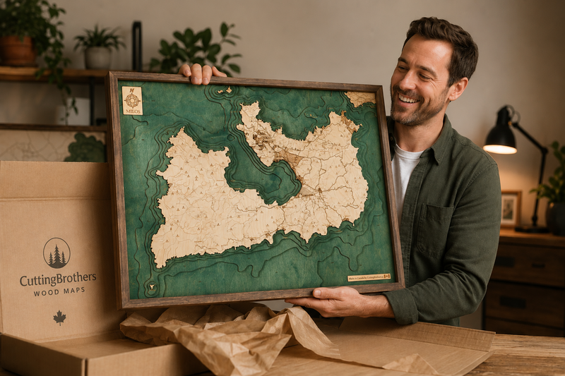 MILOS - Mappa 3D da parete in legno - versione L