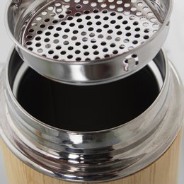 BAMBOO WOOD/STAINLESS STEEL THERMO.350ML _°7X22CM CU80164