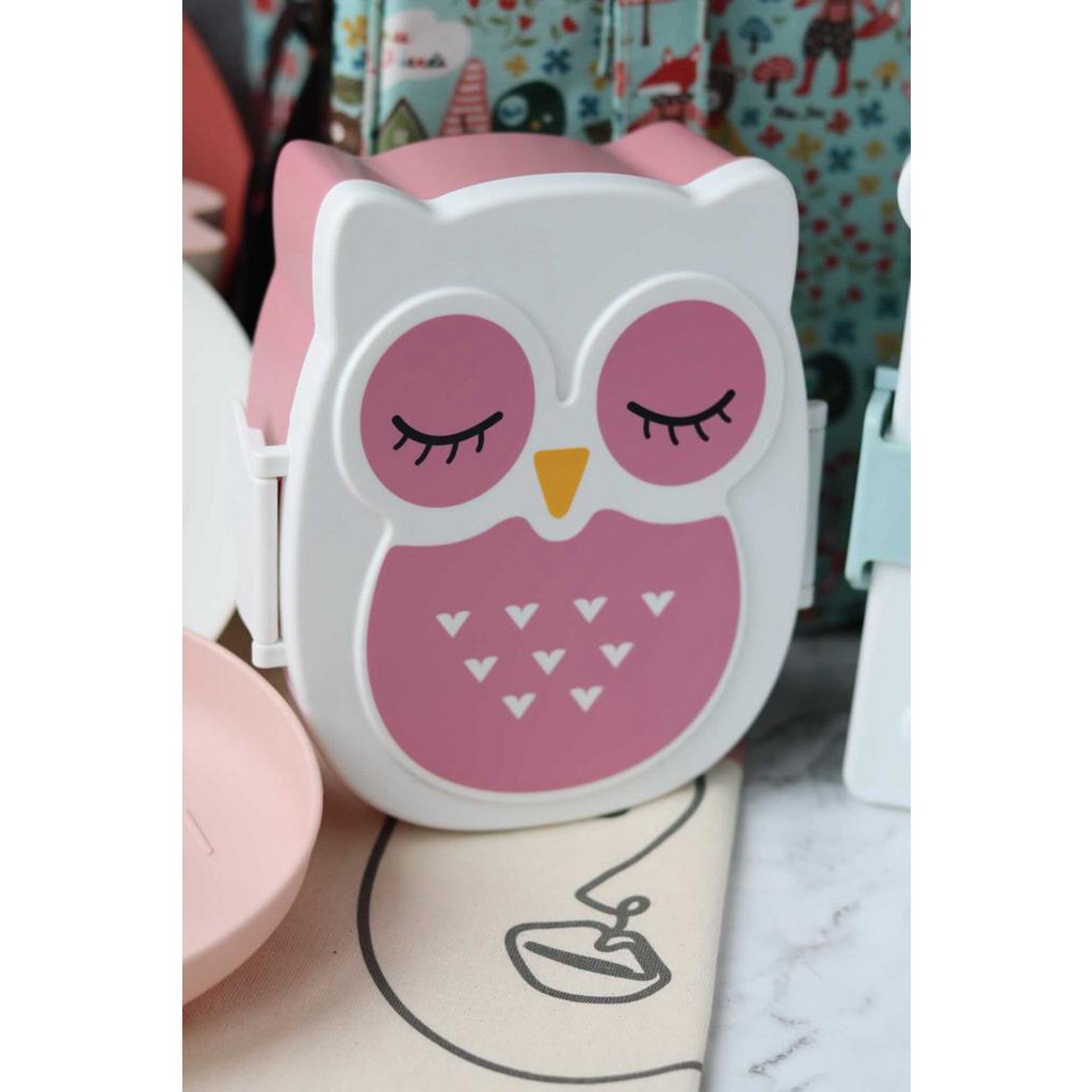 Boite à gouter - Lunchbox hemetique & sans BPA - Chouette Rose