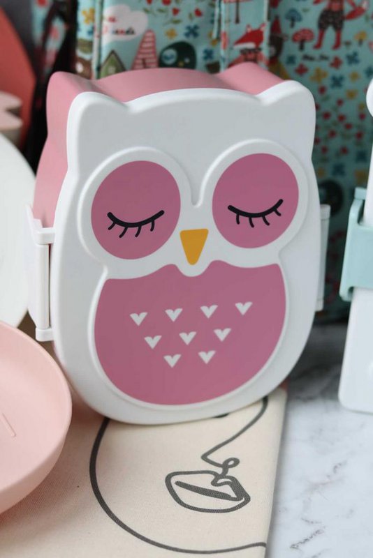 Boite à gouter - Lunchbox hemetique & sans BPA - Chouette Rose