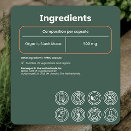 Black Maca Capsules 500mg Organic -  100 Capsules