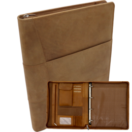 Læder skriveetui A4 - Konferencemappe - Dokumentmappe A4 - Tablet-sleeve & Laptop-sleeve - Aftageligt ringbind